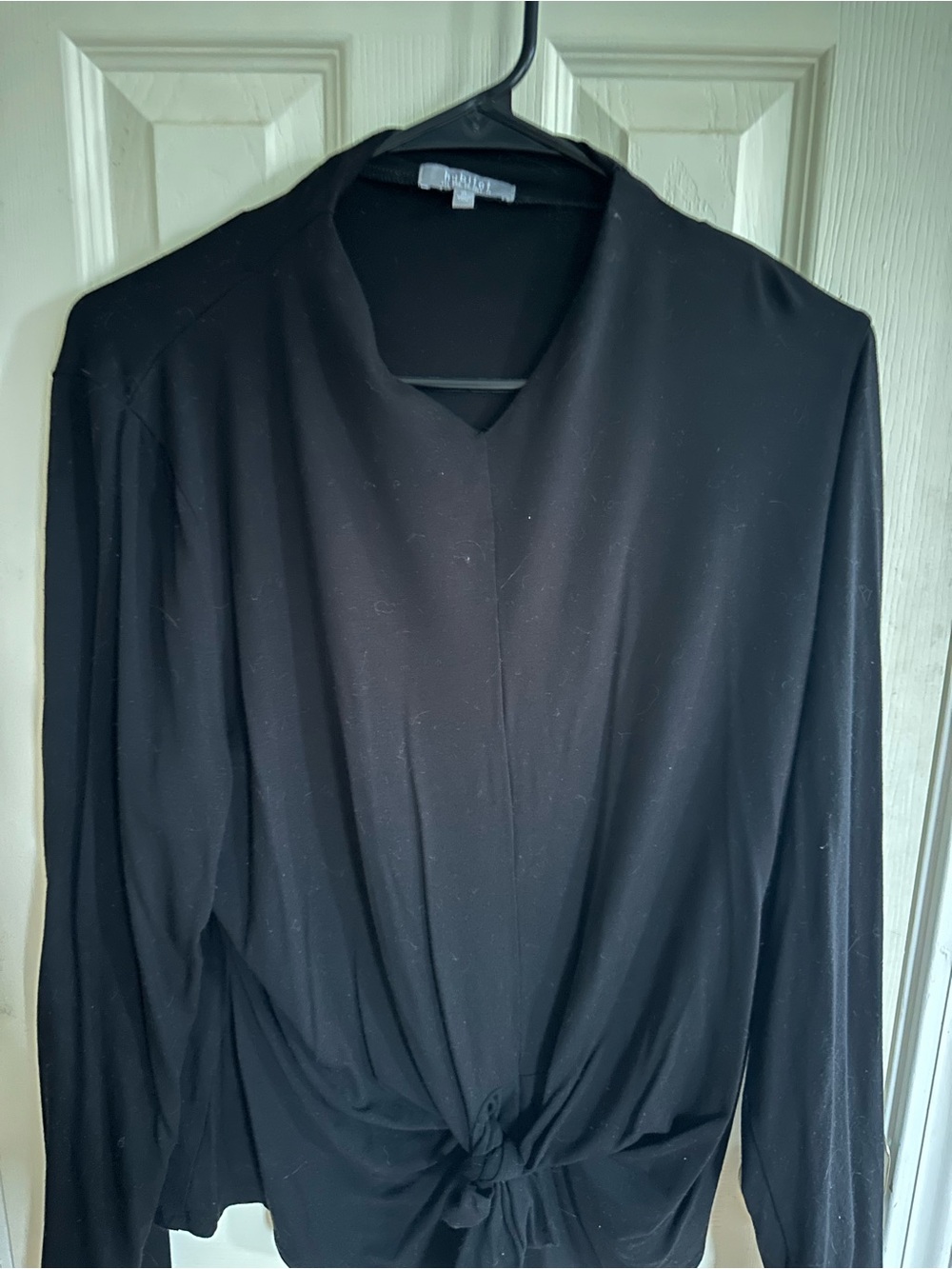 Habitat Black V-Neck Knot Front Long Sleeve Top
